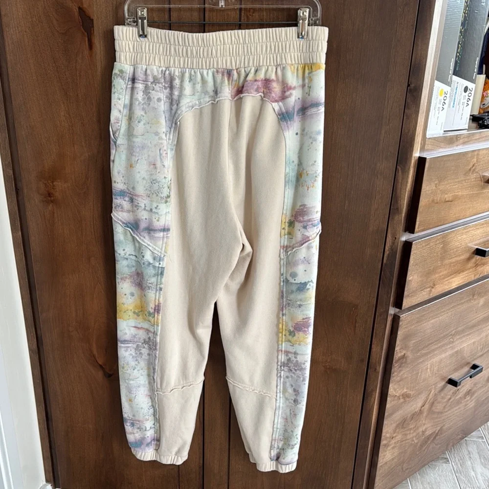 Free People Cream Sweat Pants with Elastic Waistband and Front Pockets - Picture 5 of 5